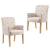 vidaXL Esszimmersessel mit Armlehnen 2 Stk. Beige Stoff
