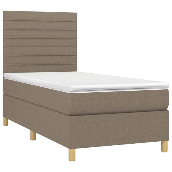 vidaXL Boxspringbett mit Matratze & LED Taupe 100x200 cm Stoff