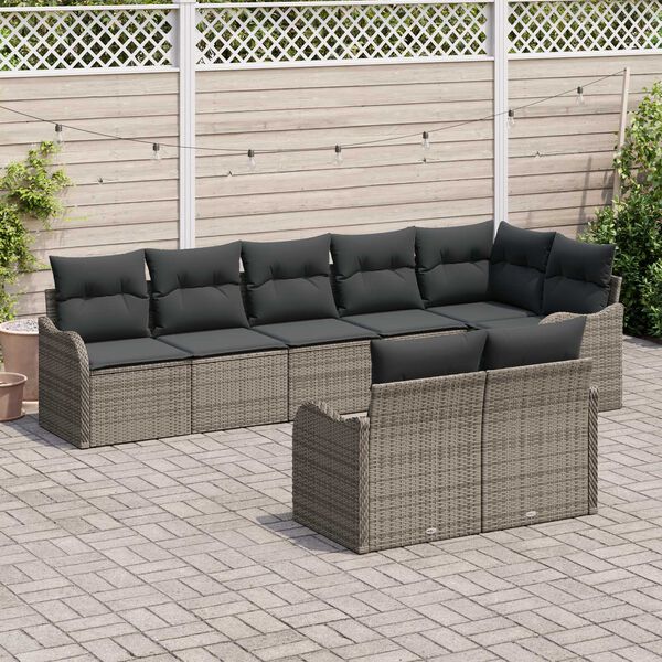 vidaXL Gartensofa-set Grau Poly-Rattan