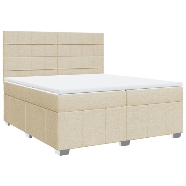 vidaXL Boxspringbett mit Matratze Creme 200x200 cm Stoff