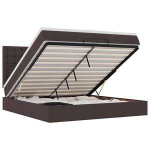 vidaXL Ottoman-Bett mit Matratzen & LEDs Dunkelbraun 200x200 cm Stoff
