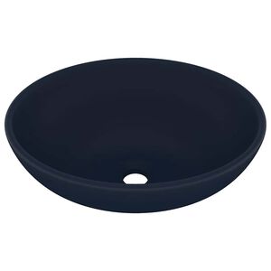vidaXL Luxuri&ouml;ses Ovales Waschbecken Matt Dunkelblau 40x33 cm Keramik