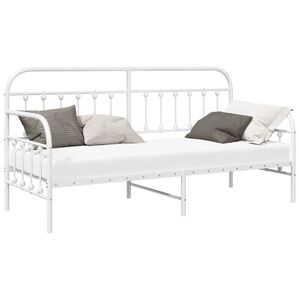 vidaXL Tagesbettrahmen Wei&szlig; 75 x 190 cm Pulverbeschichteter Stahl