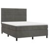 vidaXL Boxspringbett mit Matratze & LED Dunkelgrau 140x200 cm Samt