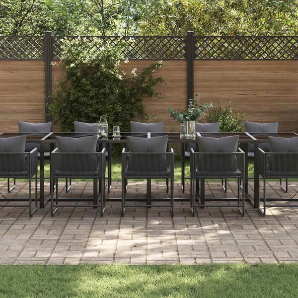vidaXL Garten Essgruppe 13 pcs Schwarz Stahl