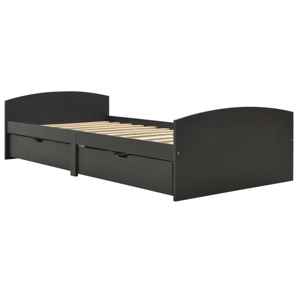 vidaXL Massivholzbett mit 2 Schubladen Grau Kiefer 90x200 cm