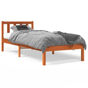 vidaXL Massivholzbett ohne Matratze Wachsbraun 90x190 cm Kiefernholz