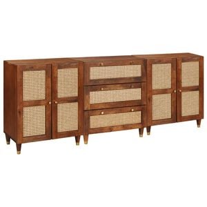 vidaXL Sideboard Set 3 stk. 180 x 33 x 75 cm Massivholz Mango Braun