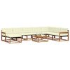 vidaXL Outdoor-Sofagarnitur 9 pcs Natur und Creme Massivholz Akazie