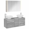 vidaXL Badezimmerm&ouml;bel-Set 4 stk. Grau Sonoma Ingenieurholz und Glas