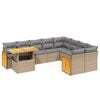 vidaXL 10-tlg. Garten-Sofagarnitur mit Kissen Beige Poly Rattan