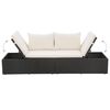 vidaXL Outdoor-Lounge-Bett mit Polster & Kissen Poly Rattan Schwarz