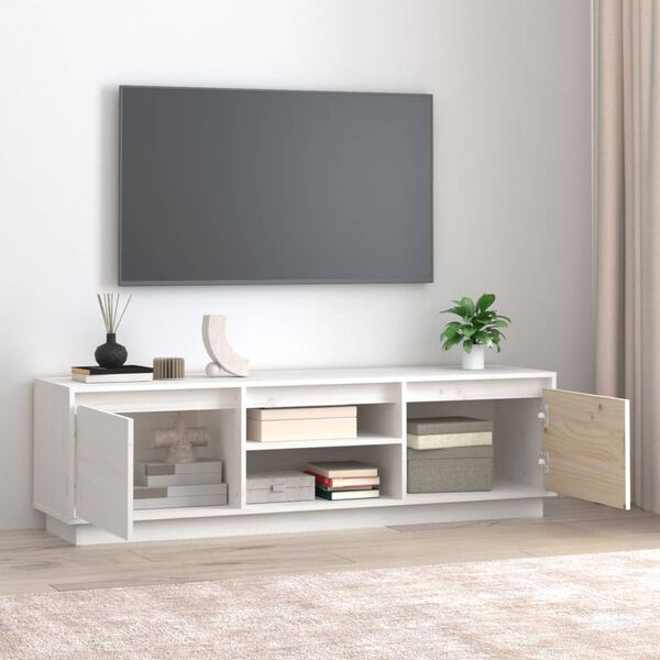 vidaXL TV-Schrank Wei&szlig; 140x35x40 cm Massivholz Kiefer