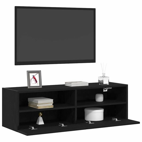 vidaXL TV-Wandschrank Schwarz Eichen-Optik 100 x 30 x 30 cm
