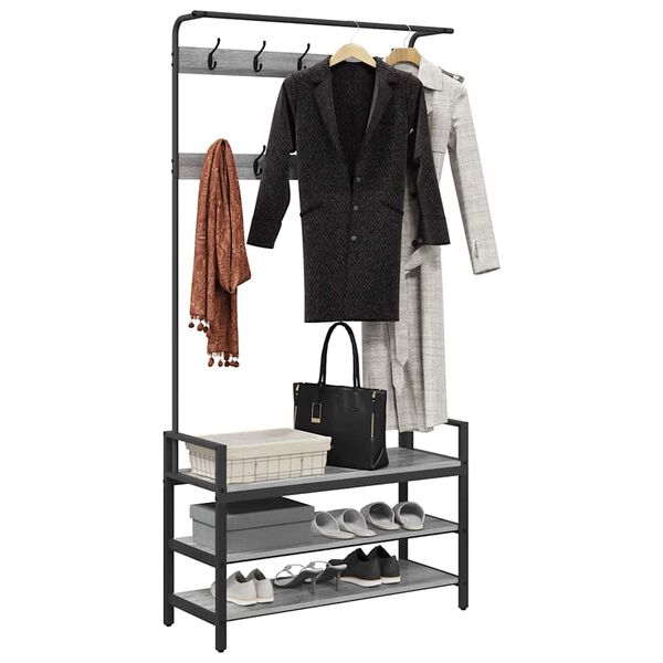 vidaXL Garderobenst&auml;nder Graues Sonoma 95 x 34 x 184 cm Holzwerkstoff