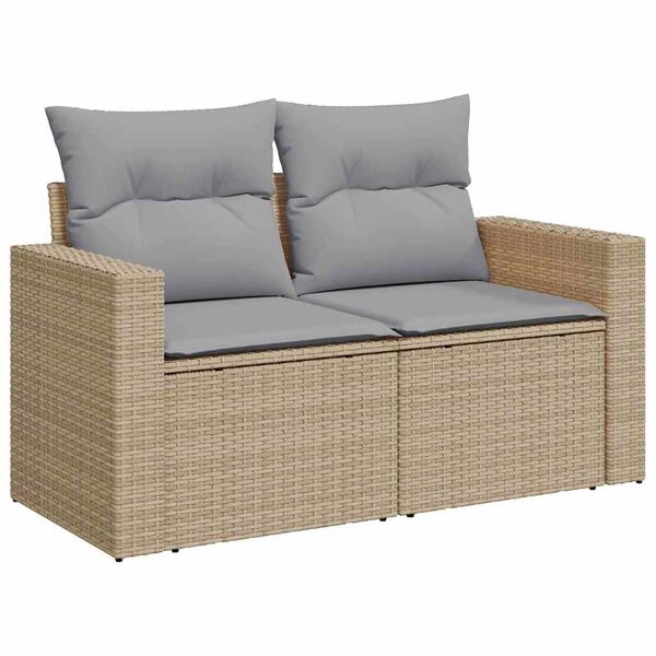 vidaXL Garten-Sofa-Set mit Kissen 9 pcs Beige und Hellgrau
