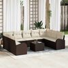vidaXL Sofa Set mit Kissen 10 pcs Braun Poly Rattan