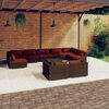 vidaXL 10-tlg. Garten-Lounge-Set mit Kissen Braun Poly Rattan