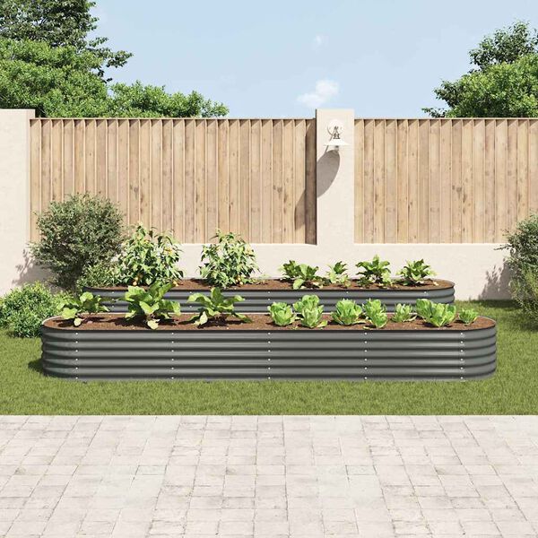 vidaXL Garten-Hochbeet 400 x 80 x 44 cm Verzinkter Stahl Grau