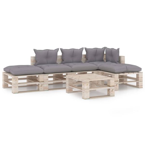 vidaXL 6-tlg. Garten-Lounge-Set aus Paletten mit Kissen Kiefernholz