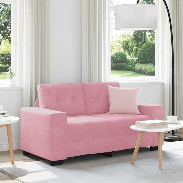vidaXL | Zweisitzer-Sofa | mit Kissen Rosa Samt