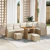vidaXL Gartensofa-set mit Kissen 9 pcs Beige Poly-Rattan
