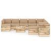 vidaXL 12-tlg. Garten-Lounge-Set mit Kissen Gr&uuml;n Impr&auml;gniertes Holz