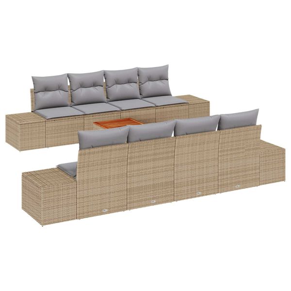 vidaXL Gartensofa-set 9 pcs Beige und Hellgrau Poly-Rattan