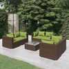 vidaXL 7-tlg. Garten-Lounge-Set mit Kissen Poly Rattan Braun