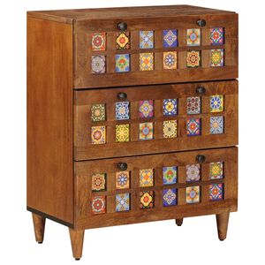 vidaXL Sideboard Walnuss 60 x 33 x 75 cm Massivholz Mango