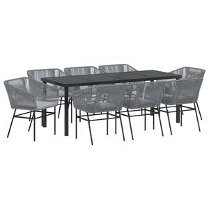 vidaXL Garten Essgruppe 9 pcs Grau Pulverbeschichteter Stahl