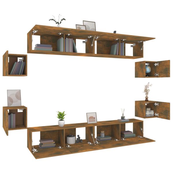 vidaXL 8-tlg. TV-Schrank-Set Räuchereiche Holzwerkstoff