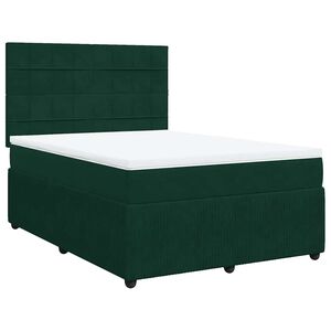 vidaXL Boxspringbett mit Matratze Dunkelgr&uuml;n 160x200 cm Samt