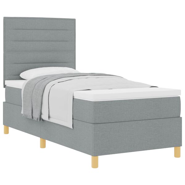 vidaXL Boxspringbett mit Matratze Hellgrau 90 x 190 cm Stoff