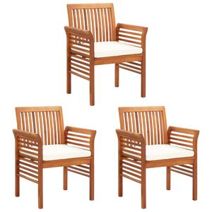 vidaXL Garten-Essst&uuml;hle mit Sitzpolster 3 Stk. Akazie Massivholz