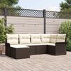 vidaXL Garten-Sofa-Set mit Kissen mit Speicher 6 pcs Braun Poly Rattan