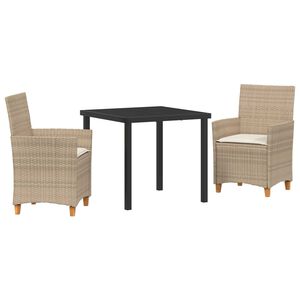 vidaXL Garten Essgruppe 3 pcs Beige Poly-Rattan