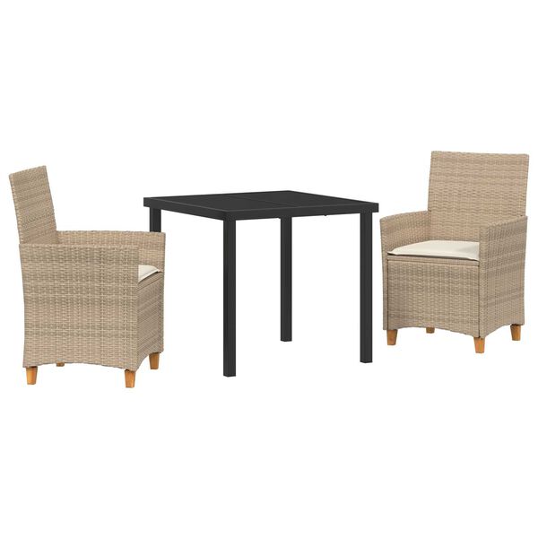 vidaXL Garten Essgruppe 3 pcs Beige Poly-Rattan
