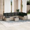 vidaXL 9-tlg. Garten-Sofagarnitur mit Kissen Hellgrau Poly Rattan