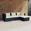 vidaXL 4-tlg. Garten-Lounge-Set mit Auflagen Poly Rattan Schwarz