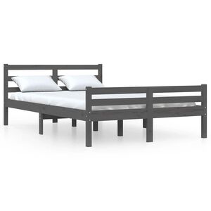 vidaXL Massivholzbett Grau 140x190 cm