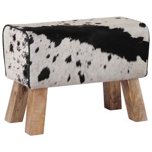 vidaXL Bank 60 x 30 x 45 cm Echtes Leder Schwarz und Wei&szlig;