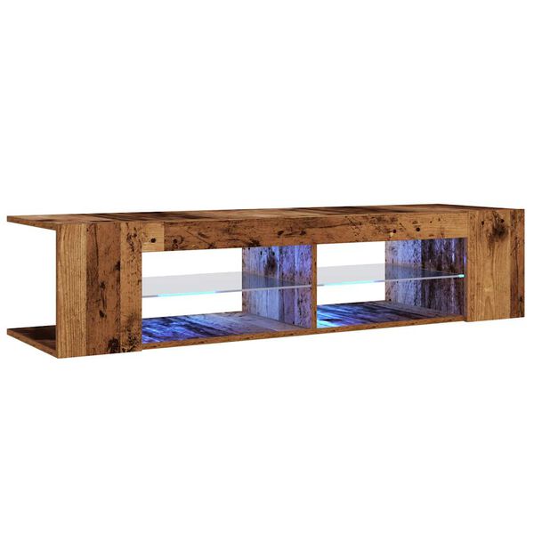 vidaXL TV-Schrank mit LED-Leuchten Altholz-Optik 135x39x30 cm