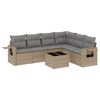vidaXL 7-tlg. Garten-Sofagarnitur mit Kissen Beige Poly Rattan