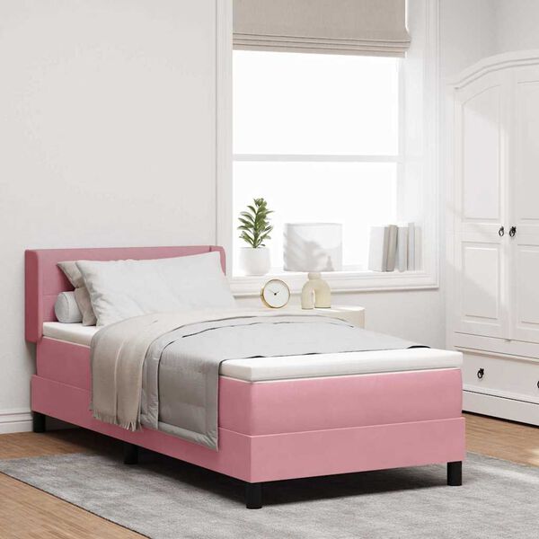 vidaXL Boxspringbett mit Matratze Rosa 200 x 80 cm Polyester