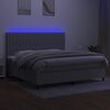 vidaXL Boxspringbett mit Matratze & LED Hellgrau 200x200 cm Stoff