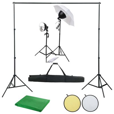 vidaXL Fotostudio-Set mit Licht-Set, Hintergrund und Reflektor