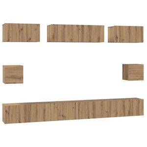 vidaXL TV-Schrankset Wandmontiert 8 pcs Artisan-Eiche Holzwerkstoff