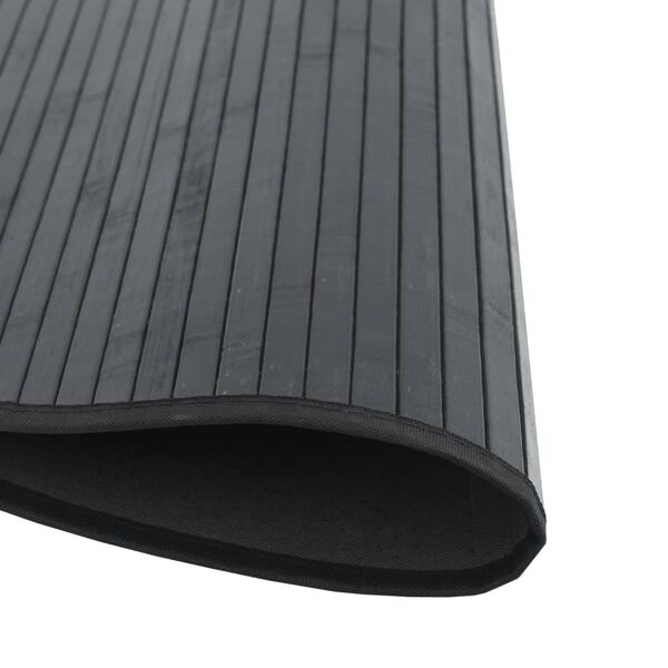 vidaXL Teppich Rund Schwarz 100 cm Bambus