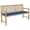 vidaXL Gartenbank mit K&ouml;nigsblauer Auflage 150 cm Massivholz Teak